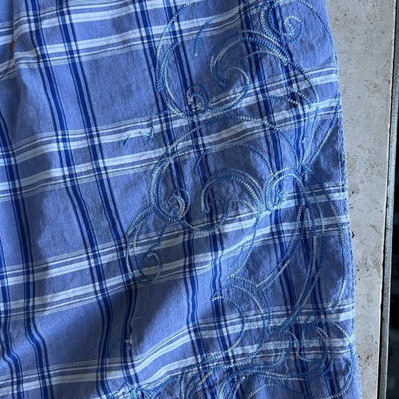 Robert Graham Blue Plaid Embroidered Ocean Waves Shorts Size 36 - Picture 4 of 9